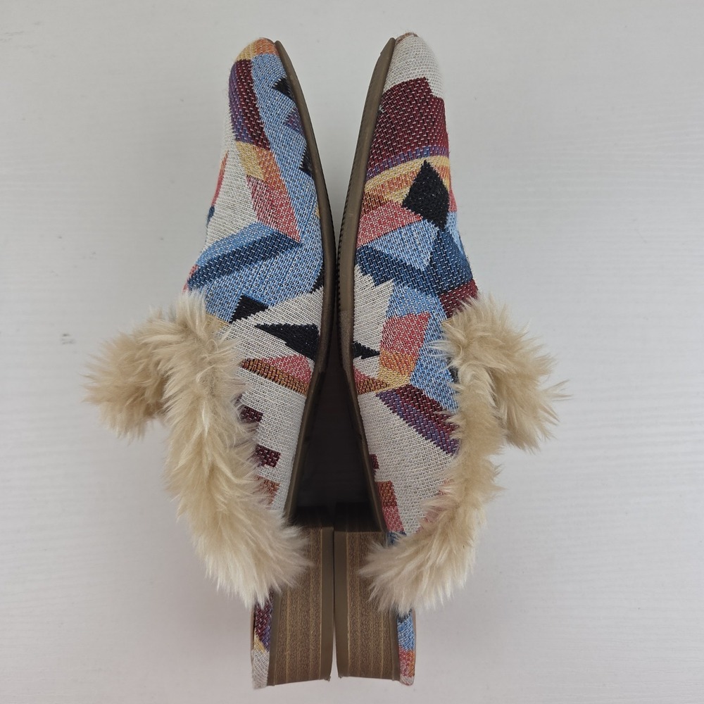 Universal Thread Multicolor Litzy Southwestern Faux Fur Mules Slip On Wmns Sz 8 - Picture 9 of 12